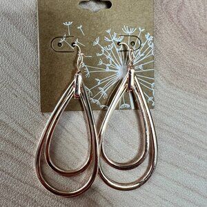 Rose Gold Tone Double Teardrop Dangle Earrings – NWT